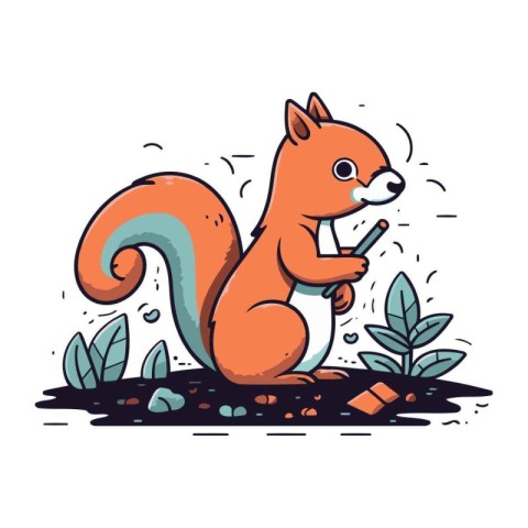 Squirrel. Vector illustration in cartoon style. Cute squirrel.