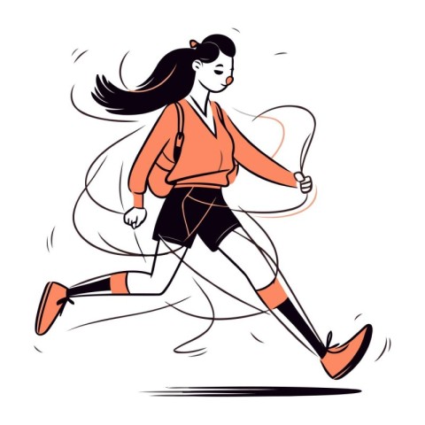 Running woman. Vector illustration of a girl in sportswear.