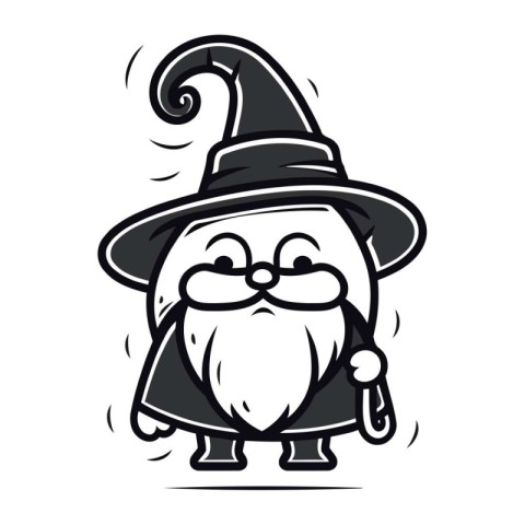 Cute Cartoon Wizard Vector Illustration. Suitable for Halloween