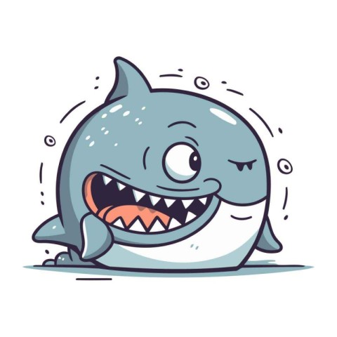 Cartoon cute shark. Vector illustration isolated on white backgr