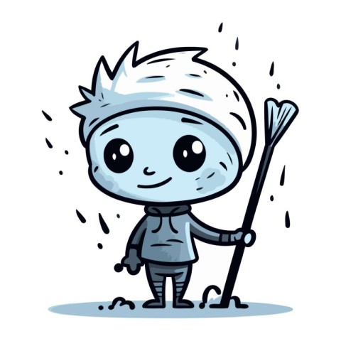 Cute little knight with a spear in his hand. Vector illustration