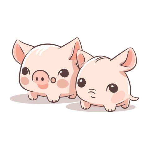 Cute cartoon pigs. Vector illustration isolated on a white backg