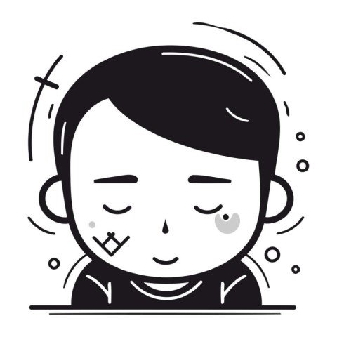 Illustration of a boy with a sore throat. Vector image.