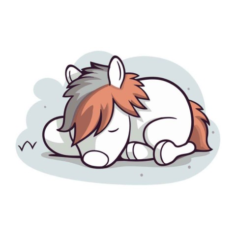 Vector illustration of a cute cartoon horse sleeping. Isolated o