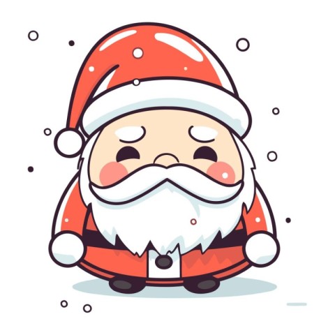 Cute santa claus with beard and mustache. Vector illustration.