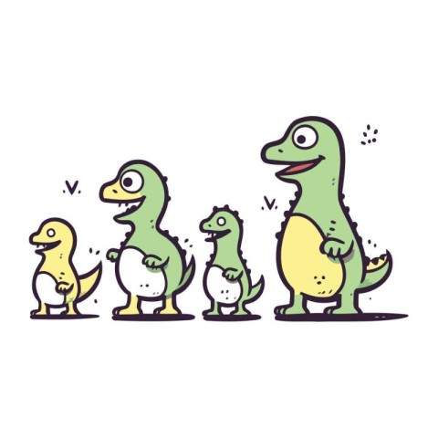 dinosaur family. doodle style. vector illustration. eps10