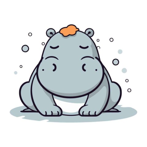 Cute hippo vector illustration. Cartoon style. Vector illustrati