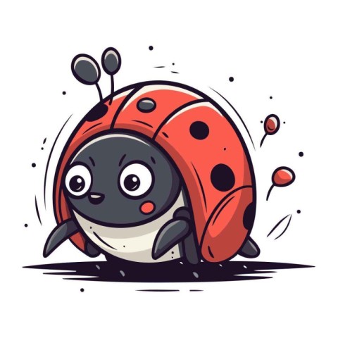 Cute cartoon ladybug. Vector illustration isolated on white back