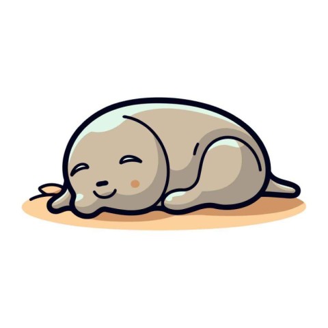 Sleeping seal. Vector illustration of a cute baby seal.