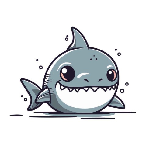 Cute cartoon shark. Vector illustration. Isolated on white backg