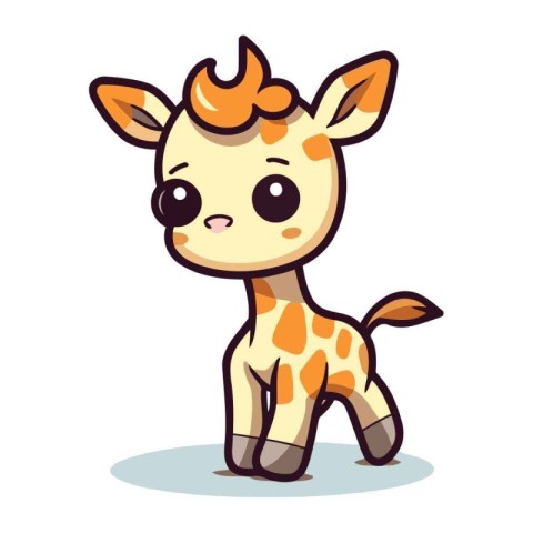 Cute cartoon giraffe. Vector illustration isolated on white back