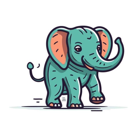 Cute cartoon elephant. Vector illustration. Isolated on white ba