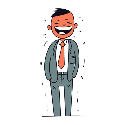 Smiling man in suit. Vector illustration in flat cartoon style.