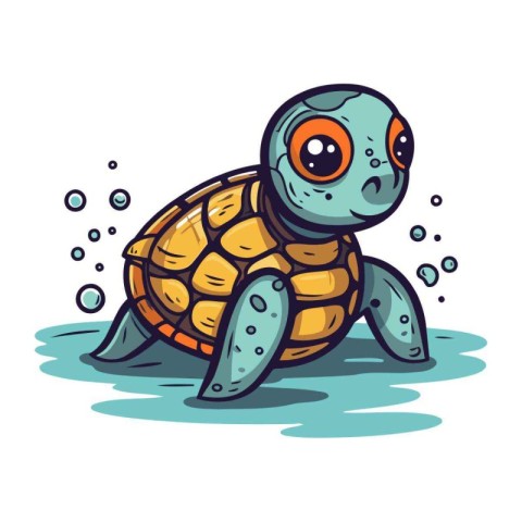 Cute cartoon turtle. Vector illustration isolated on a white bac