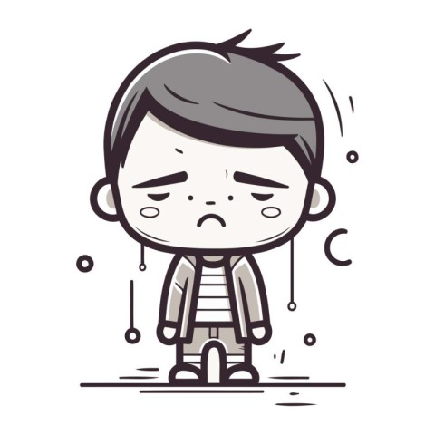 Sad boy   Cartoon Vector Illustration of Sad Boy   Cute Style