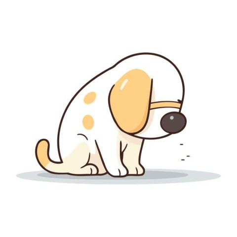 Cute cartoon dog. Vector illustration of a dog with a bone.