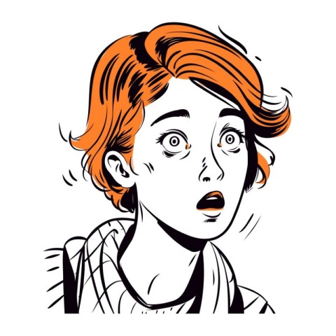 Vector illustration of a woman with red hair and freckles.