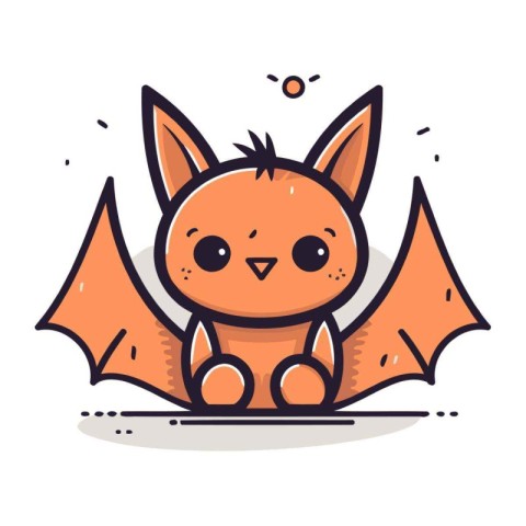 Cute cartoon fox in bat costume. Vector illustration isolated on