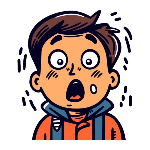 Surprised boy with big eyes. Vector illustration in cartoon styl