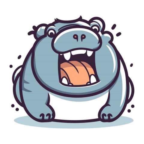 Hippo Cartoon Mascot Character. Vector Illustration.