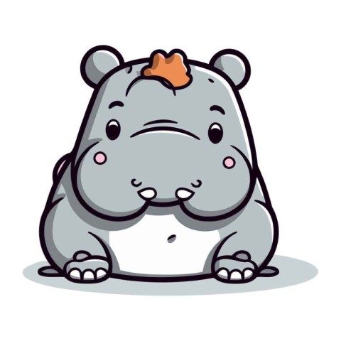 Hippo Crying   Cute Cartoon Animal Vector Illustration