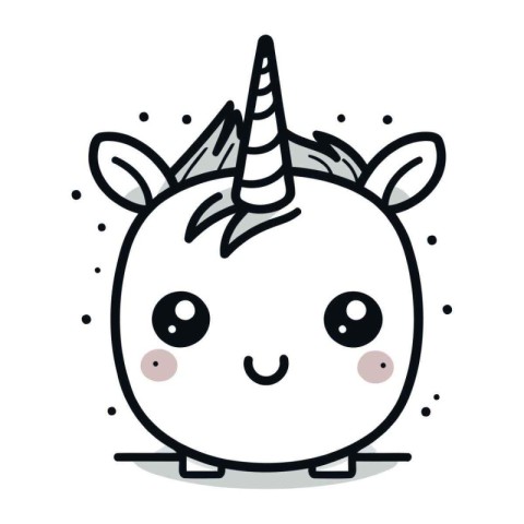 Cute Unicorn Vector Illustration. Isolated on White Background.