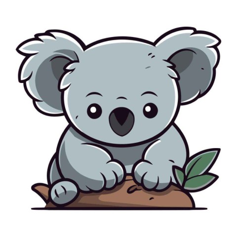 Cute koala sitting on the rock. Vector illustration of a cute ko