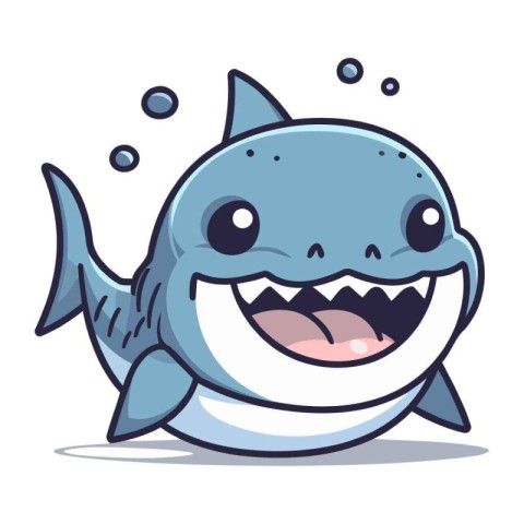 Shark cartoon character vector illustration. Cute and funny shar