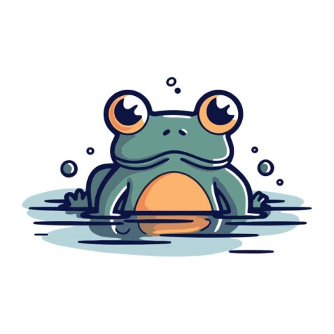 Frog in water cartoon icon. Vector illustration isolated on whit