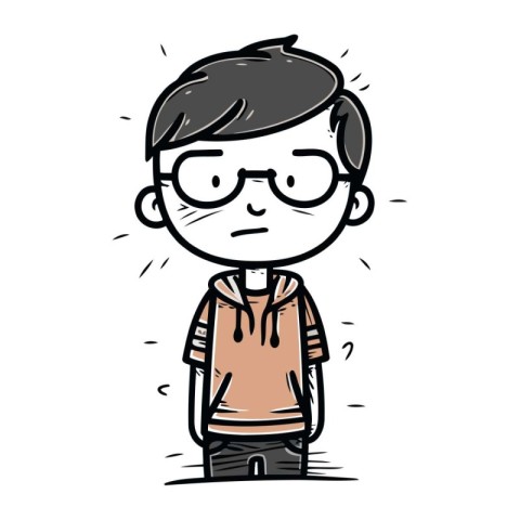 Cartoon boy with glasses. Vector illustration of a boy with glas