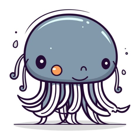 Cute cartoon jellyfish. Vector illustration of a cute sea animal