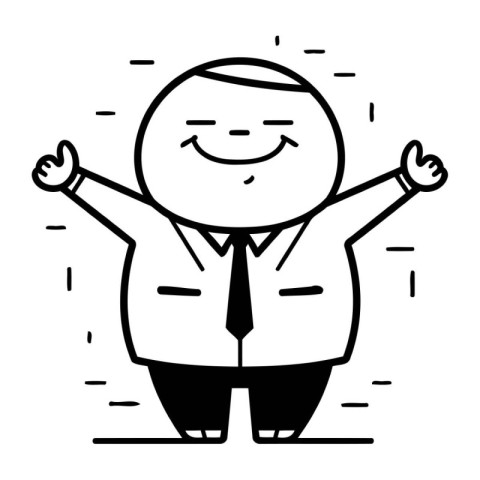 Vector illustration of happy cartoon businessman with arms outst