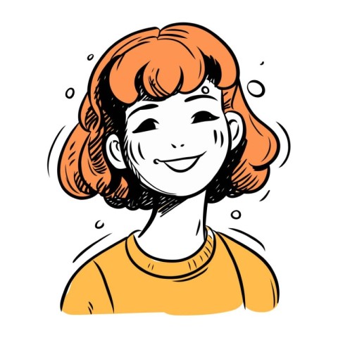 Vector illustration of a woman with red hair and yellow t shirt