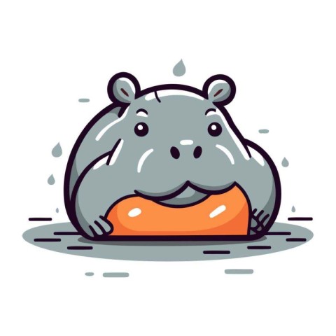 Cute hippopotamus. Vector illustration isolated on white backgro