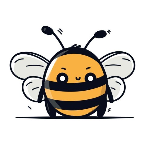 Cute cartoon bee. Vector illustration. Isolated on white backgro