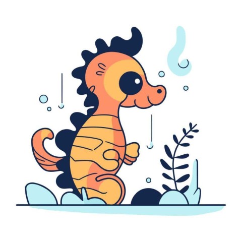 Cute cartoon seahorse. Vector illustration in flat style.