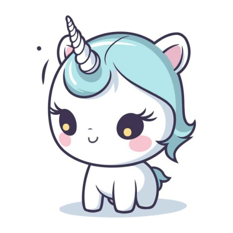 Cute cartoon unicorn. Isolated on white background. Vector illus