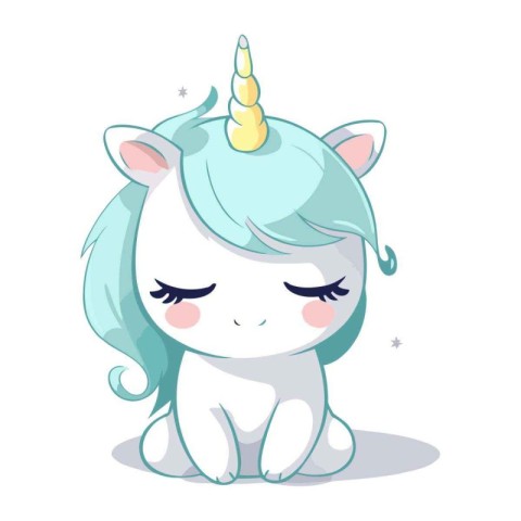 Cute little unicorn isolated on white background. Vector cartoon