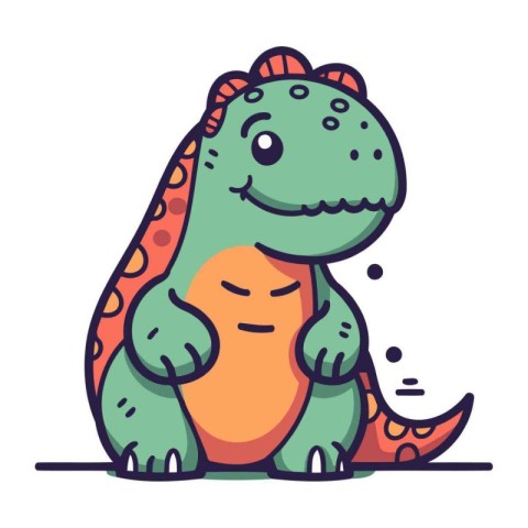 Cute cartoon dinosaur character. Vector illustration in a flat s