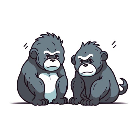 Gorilla and monkey vector illustration. Vector illustration of G