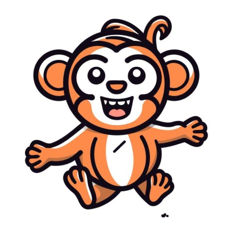 Cute cartoon monkey. isolated on white background. Vector illust