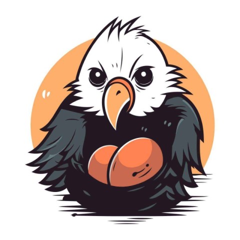 Vector illustration of a bald eagle with an egg in its beak