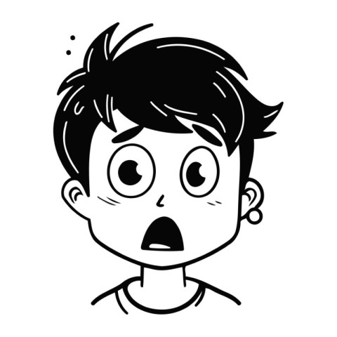 surprised boy face cartoon vector illustration graphic design in