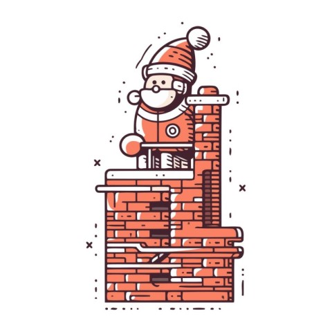 Santa Claus on the chimney. Vector illustration in flat style.