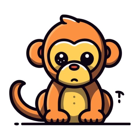 Cute cartoon monkey. Vector illustration. Isolated on white back