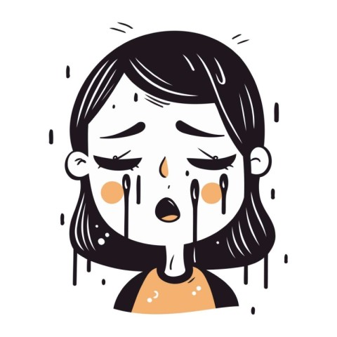 Illustration of a girl crying. Vector illustration in cartoon st