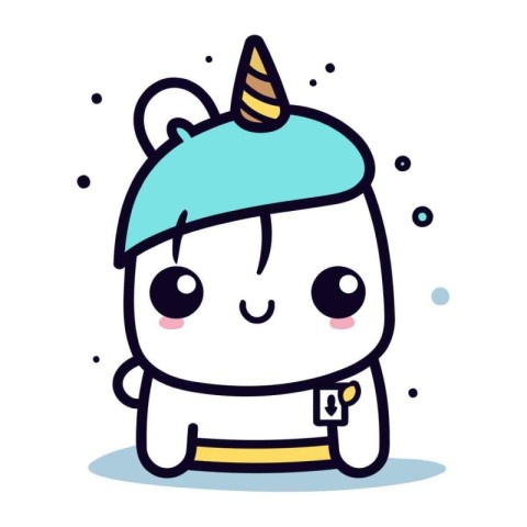 Cute Unicorn Vector Illustration. Cute Unicorn Cartoon Character