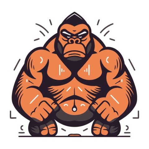 Gorilla. Vector illustration. Isolated on white background.