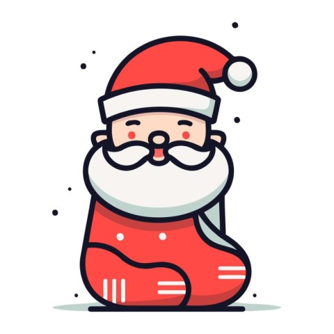 Vector illustration of Santa Claus sitting on the floor. Flat st