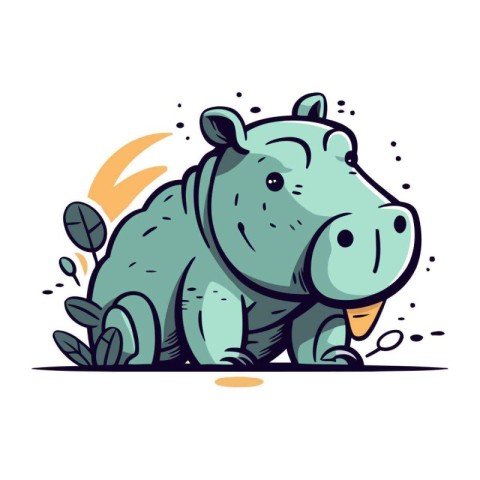 Hippopotamus vector illustration. Cute cartoon hippo.